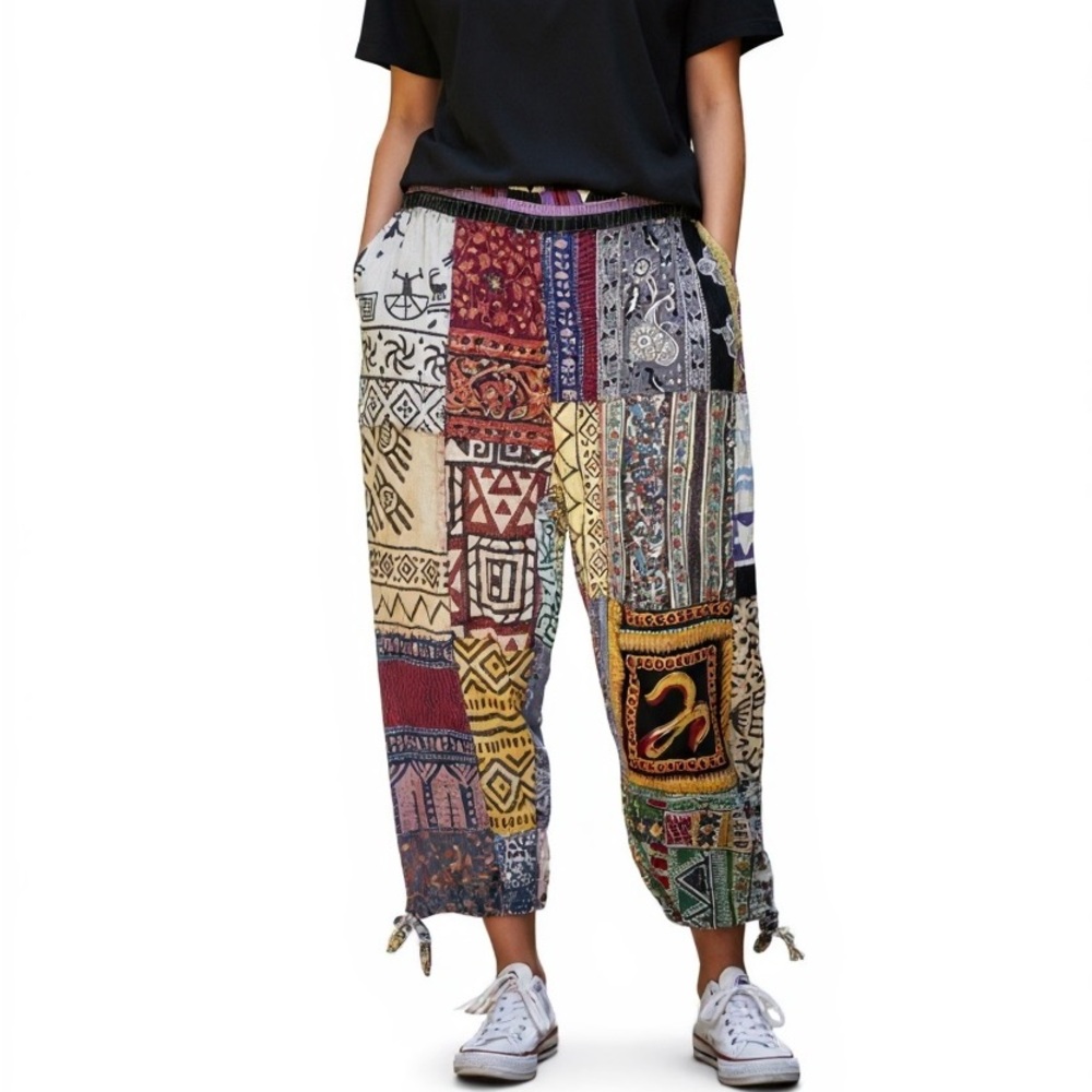 Sacred Threads Retro Boho Hippie Patchwork Pants S/M
